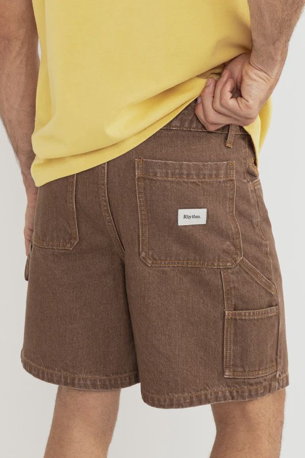 RHYTHM MENS SLACKER DENIM SHORT - TOBACCO