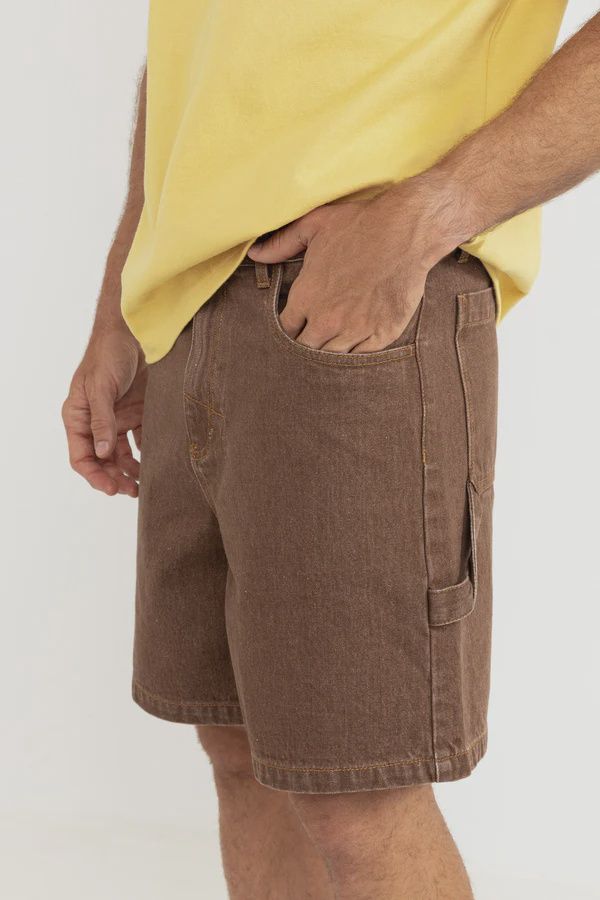 RHYTHM MENS SLACKER DENIM SHORT - TOBACCO