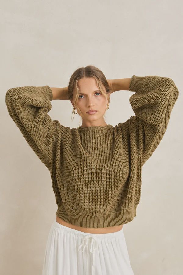 RHYTHM WOMENS CLASSIC KNIT JUMPER - OLIVE
