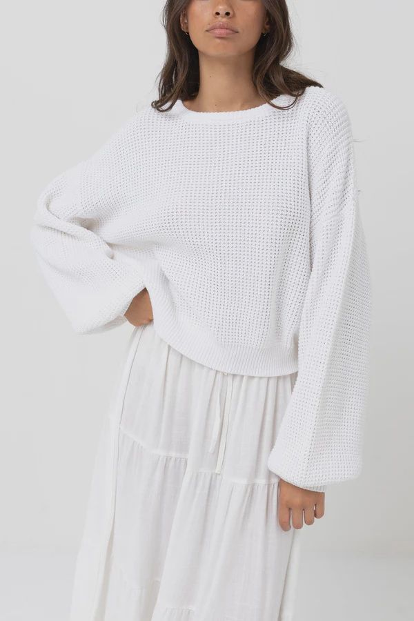 RHYTHM WOMENS CLASSIC KNIT JUMPER - WHITE
