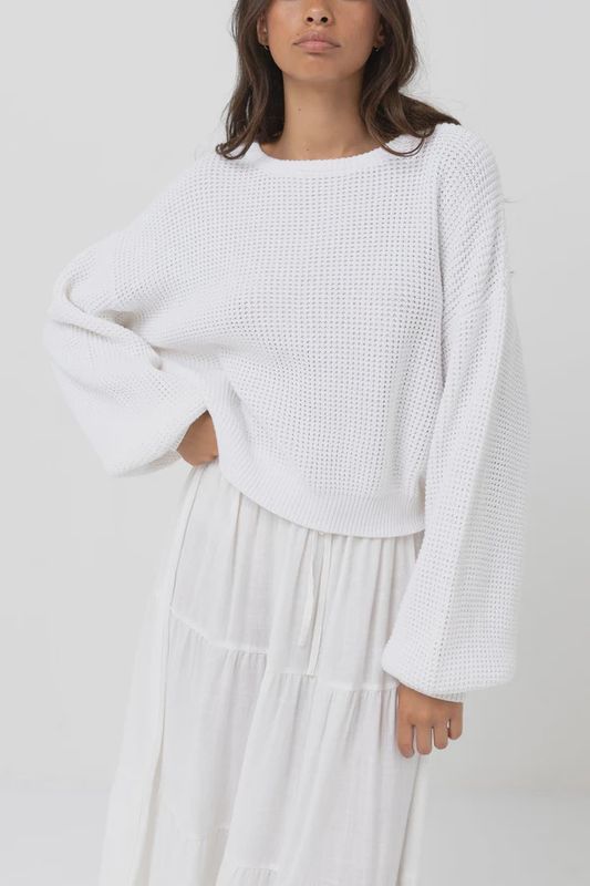 RHYTHM WOMENS CLASSIC KNIT JUMPER - WHITE