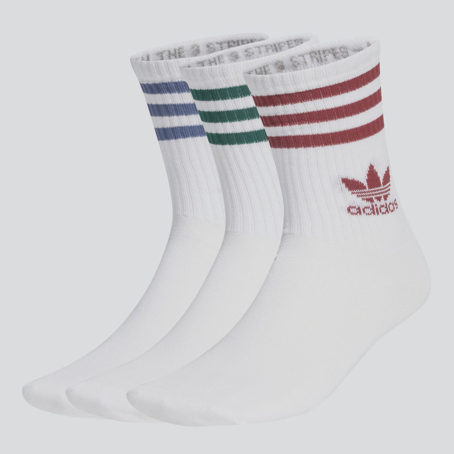 ADIDAS UNISEX CREW SOCK  3STRIPE 3PK - WHITE/PRERUB/PRLOIN