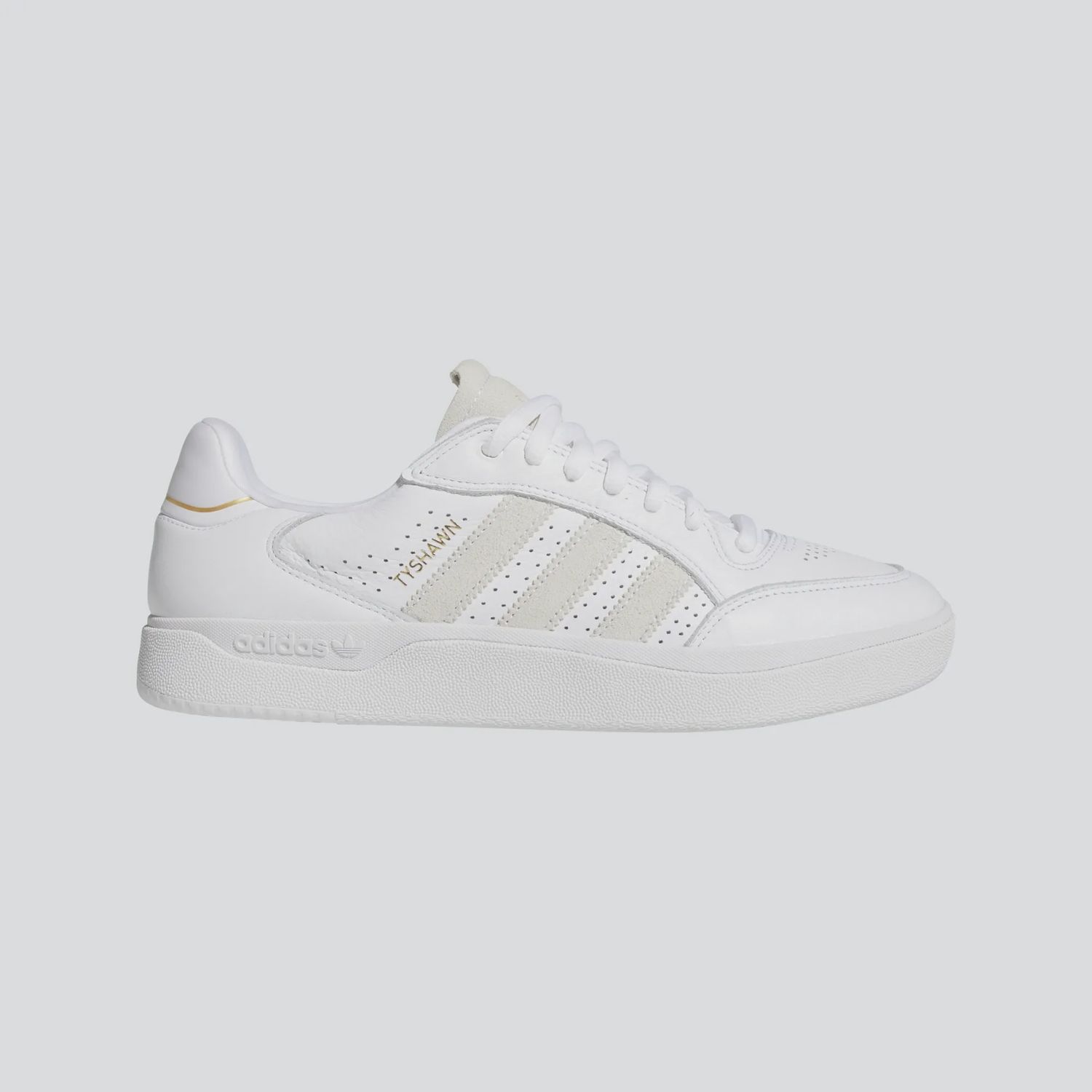 ADIDAS MENS TYSHAWN LOW SHOE - WHITE/WHITE/GOLDMETALLIC