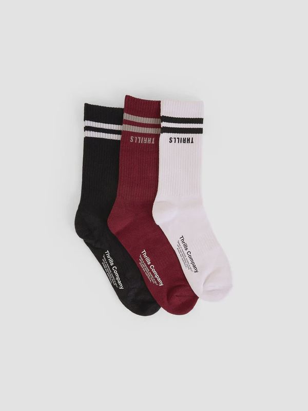 THRILLS LADIES MINIMAL THRILLS 3PK SOCKS - CABERNET/BLACK/WHITE