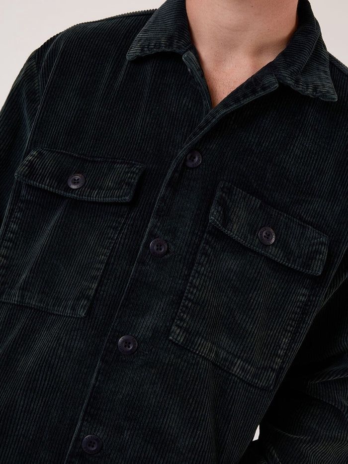 THRILLS MENS THRILLS REALITY LONG OVERSHIRT - BLACK/TURKISH COFFEE