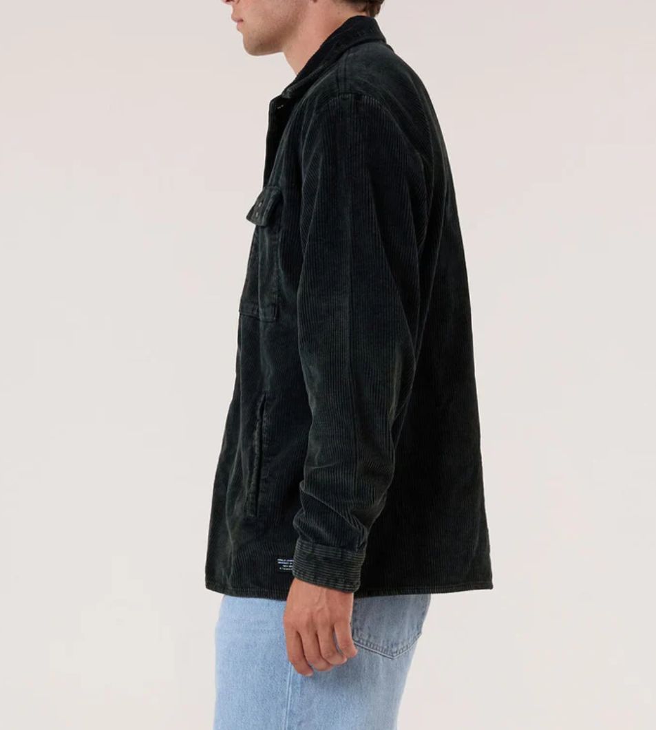 THRILLS MENS THRILLS REALITY LONG OVERSHIRT - BLACK/TURKISH COFFEE