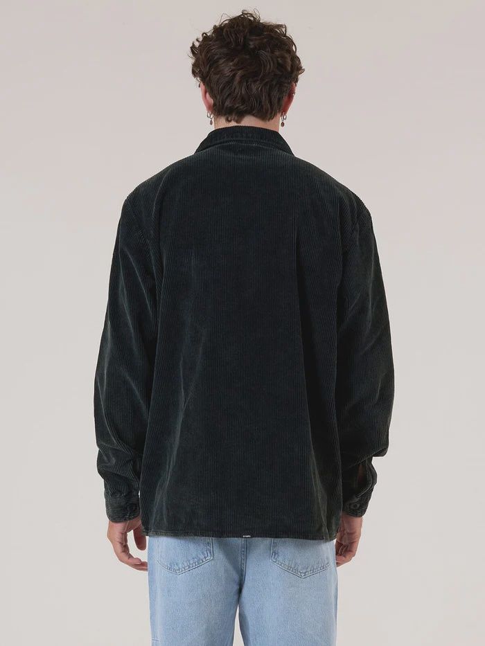 THRILLS MENS THRILLS REALITY LONG OVERSHIRT - BLACK/TURKISH COFFEE