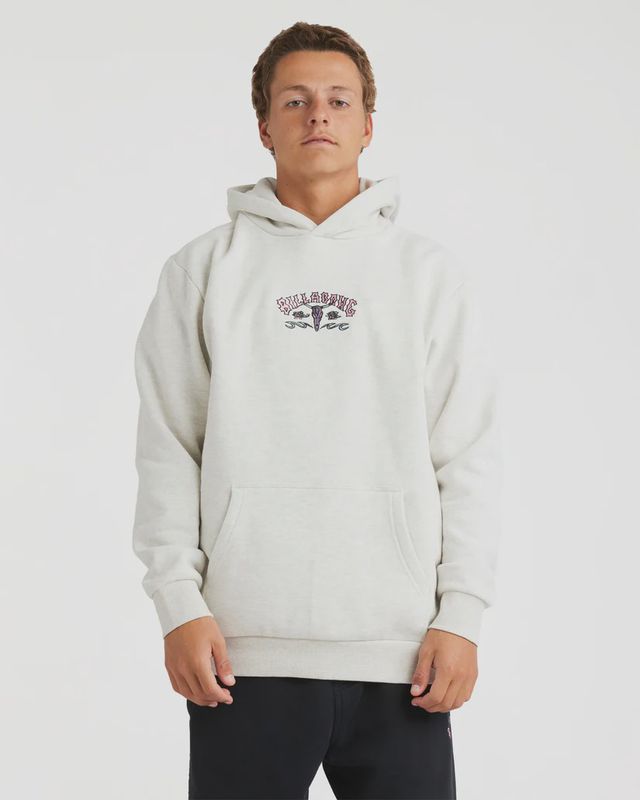 BILLABONG MENS OCCY RAGING BULL POP HOODIE - LIGHT GREY HEATHER