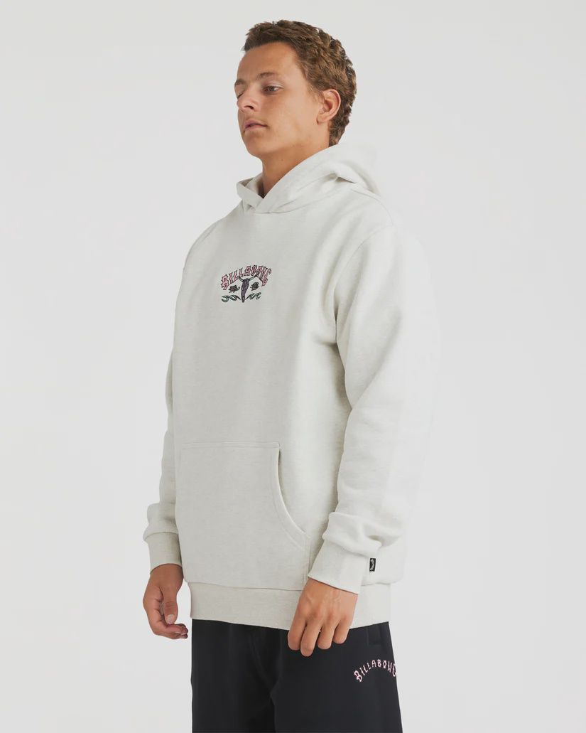 BILLABONG MENS OCCY RAGING BULL POP HOODIE - LIGHT GREY HEATHER