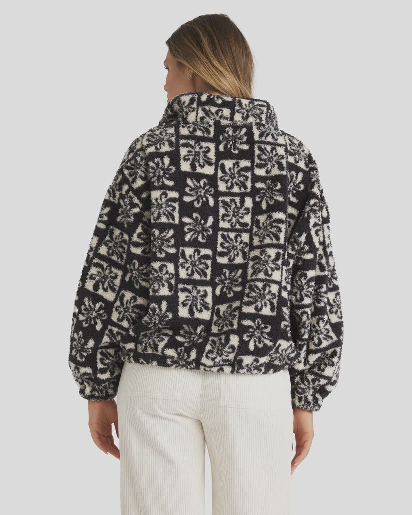 BILLABONG WOMENS UR A LEGEND HALF ZIP CREW - BLACK SANDS