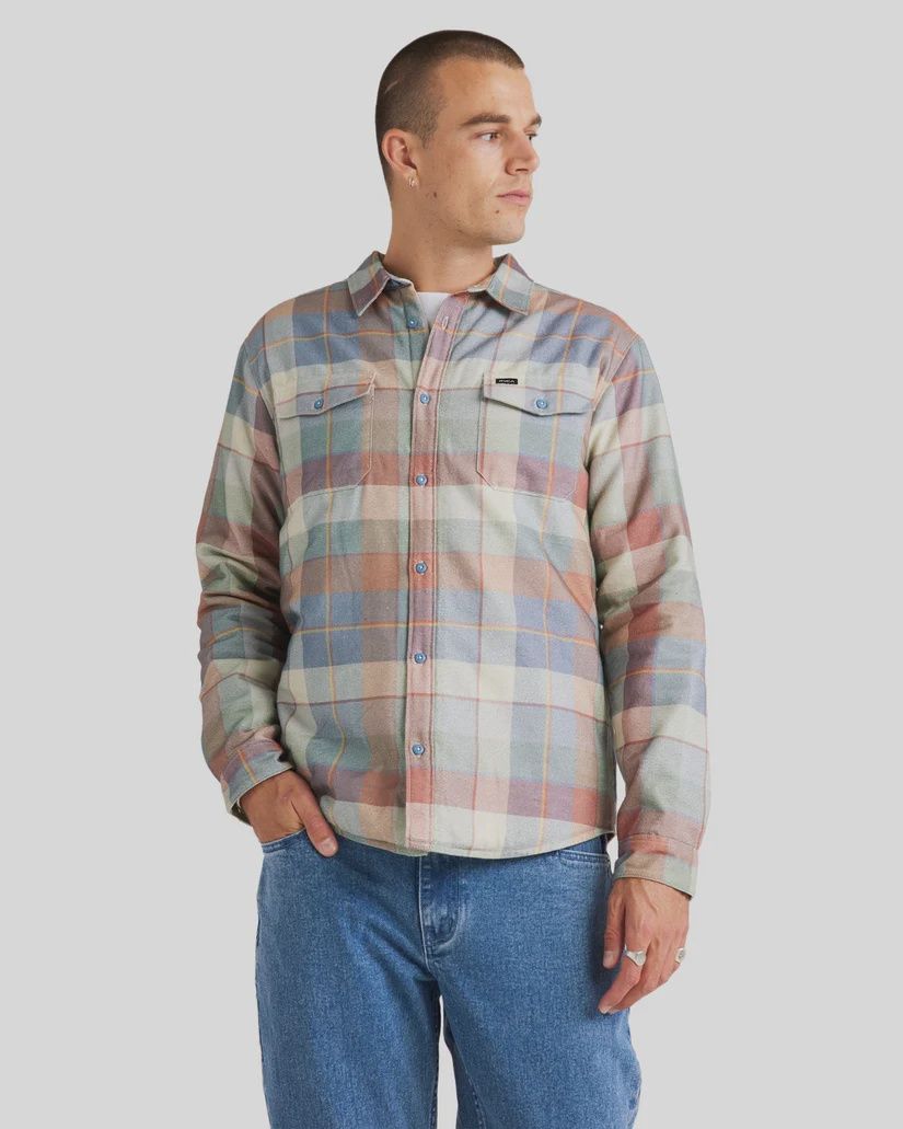 RVCA MENS REPLACEMENT LINED LS SHIRT - CORONET BLUE