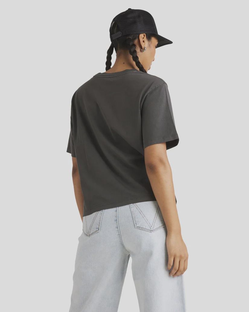 RVCA LADIES GLOBAL RVCA EASY SS TEE - WASHED BLACK