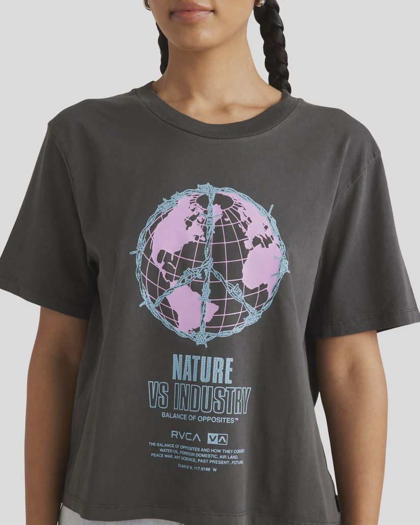 RVCA LADIES GLOBAL RVCA EASY SS TEE - WASHED BLACK