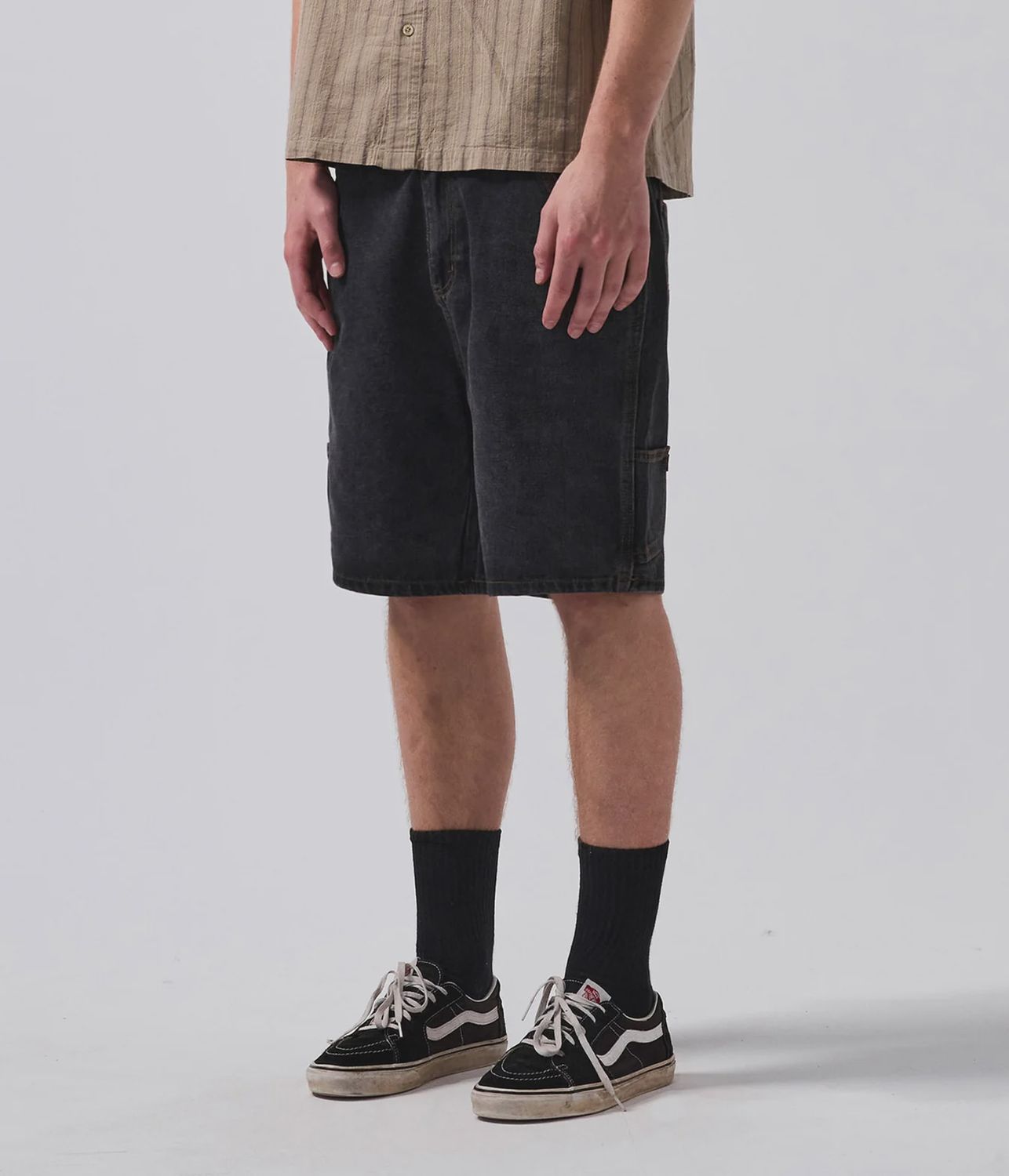 FORMER MENS VT DISTEND DENIM 20.5&quot; WALKSHORT- WASHED BLACK
