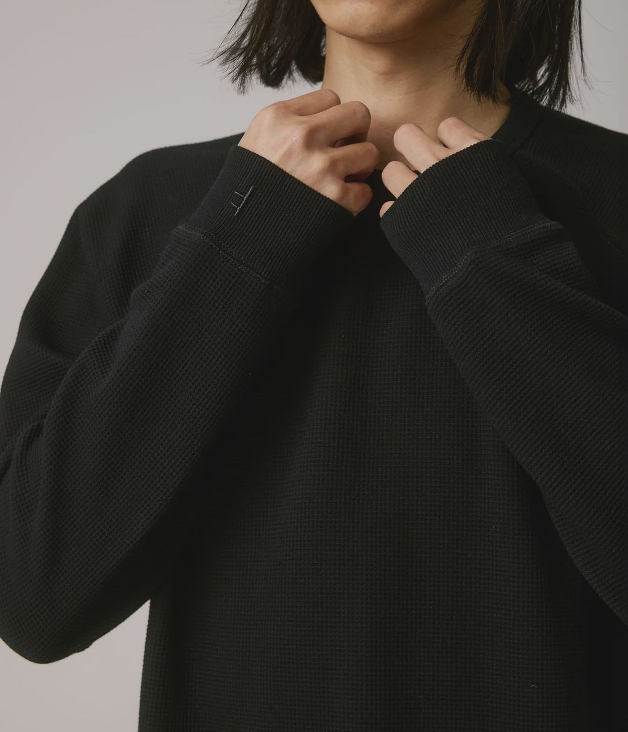 FORMER MENS ANDERSON L/S WAFFLE - BLACK