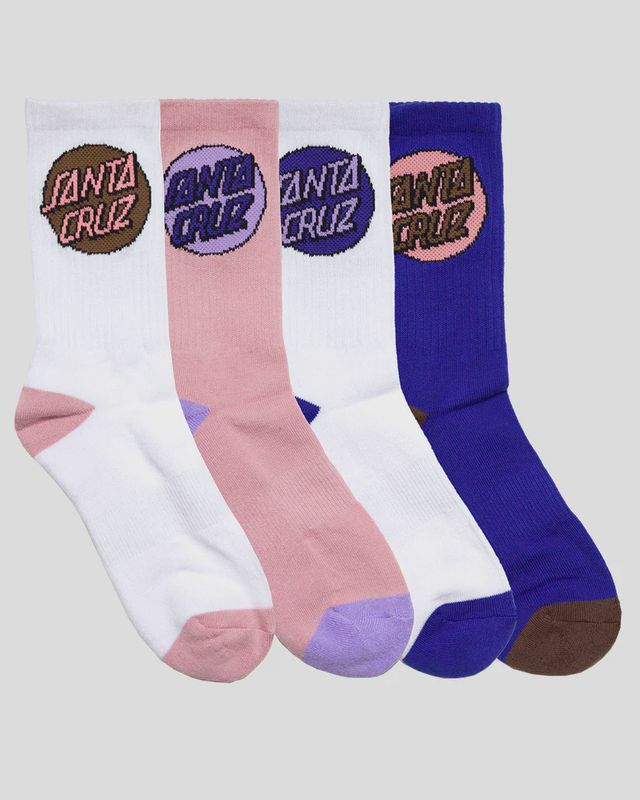 SANTA CRUZ WOMENS OTHER DOT SOCK - WHITE / DUSK PINK / COBALT