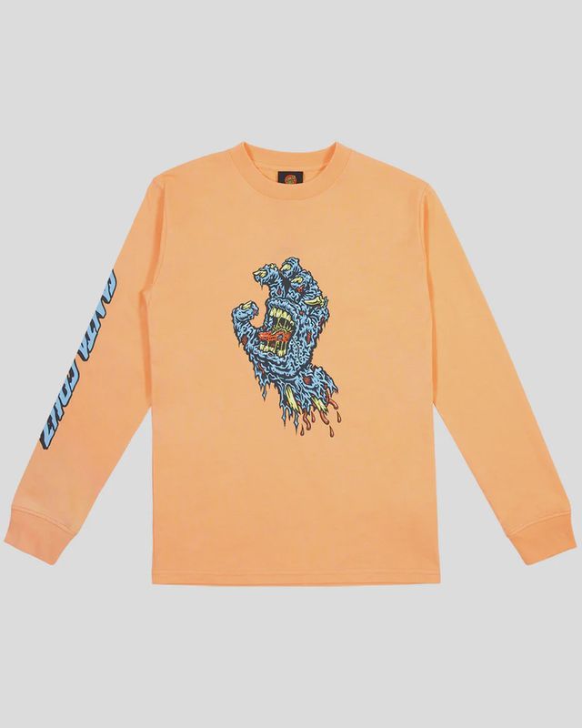 SANTA CRUZ BOYS SC DECAYING HAND CENTRE STRIP LS TEE - ORANGE