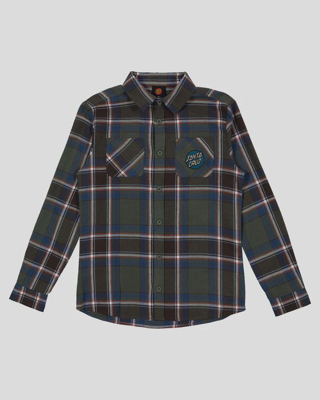 SANTA CRUZ BOYS SHRED LONG SLEEVE SHIRT - MOSS