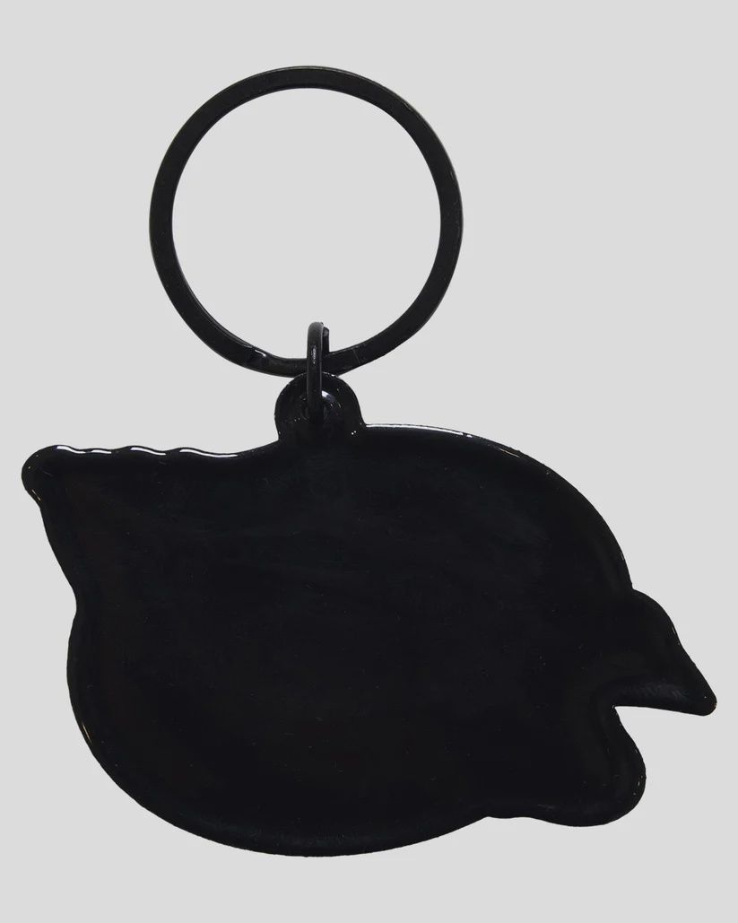 SANTA CRUZ OVAL CHECK FLAME DOT KEYRING - BLACK