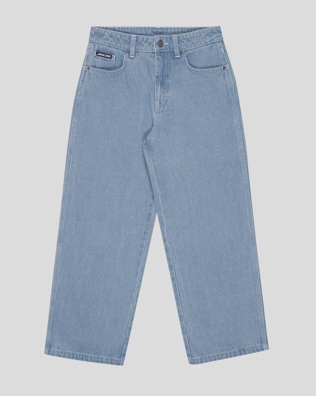 SANTA CRUZ BOYS YELLING STACK BAGGY DENIM JEANS - MID BLUE DENIM