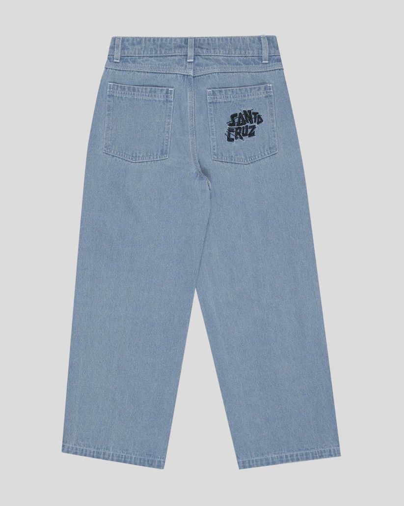 SANTA CRUZ BOYS YELLING STACK BAGGY DENIM JEANS - MID BLUE DENIM