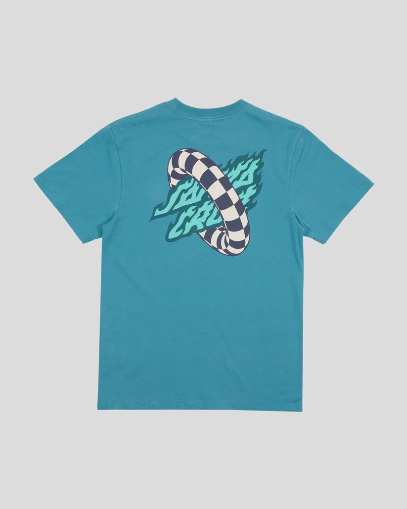 SANTA CRUZ BOYS GOAL FLAME CENTER SS TEE - OCEAN