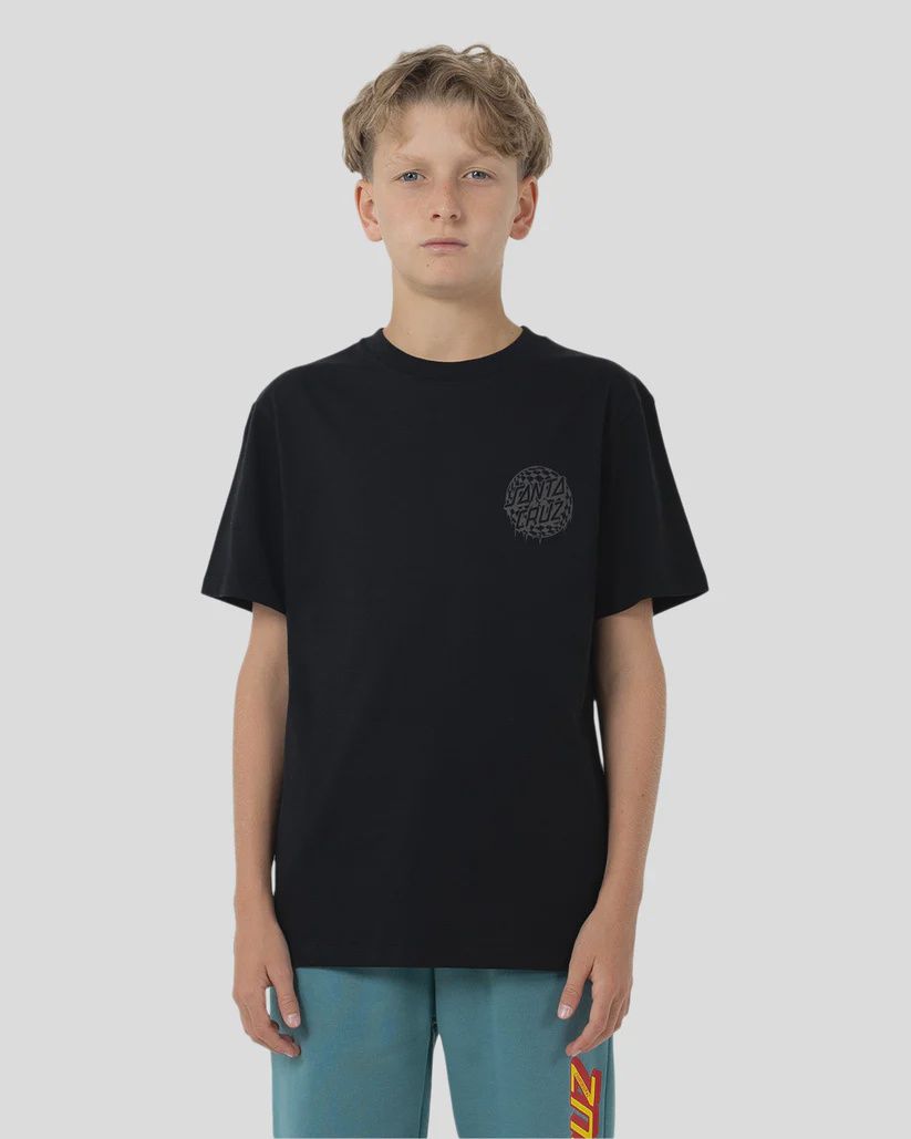 SANTA CRUZ BOYS CHECK WASTE DOT MONO REFLECT SS TEE - BLACK