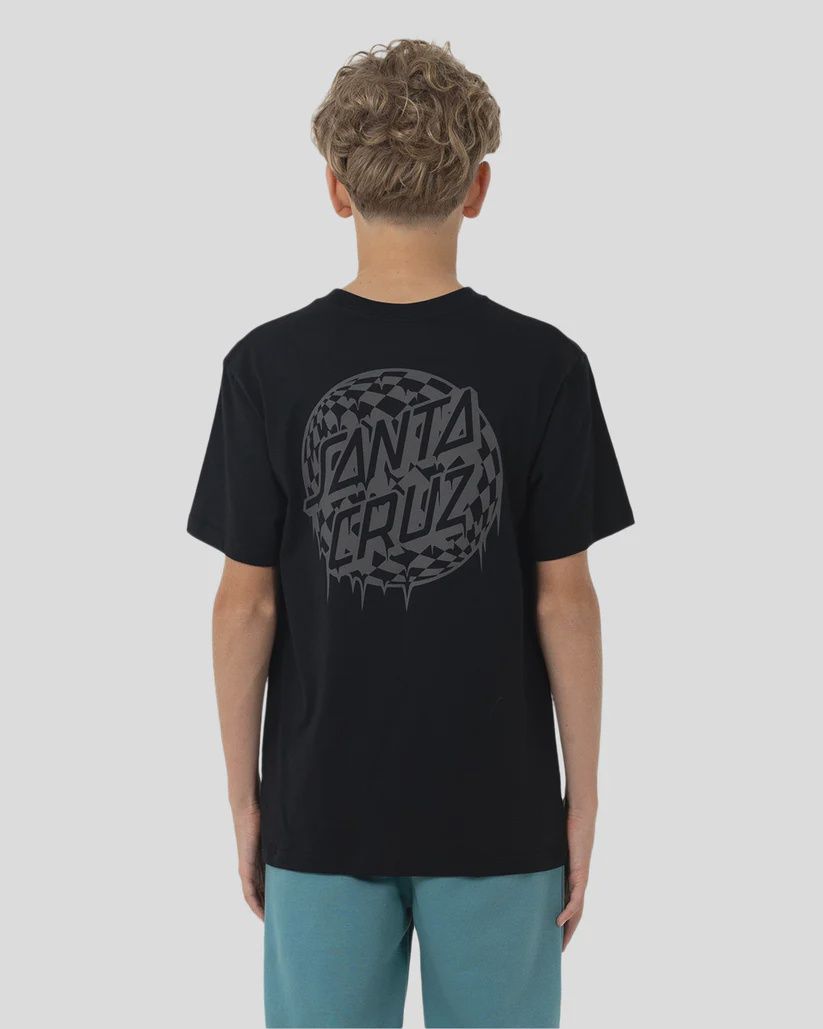 SANTA CRUZ BOYS CHECK WASTE DOT MONO REFLECT SS TEE - BLACK
