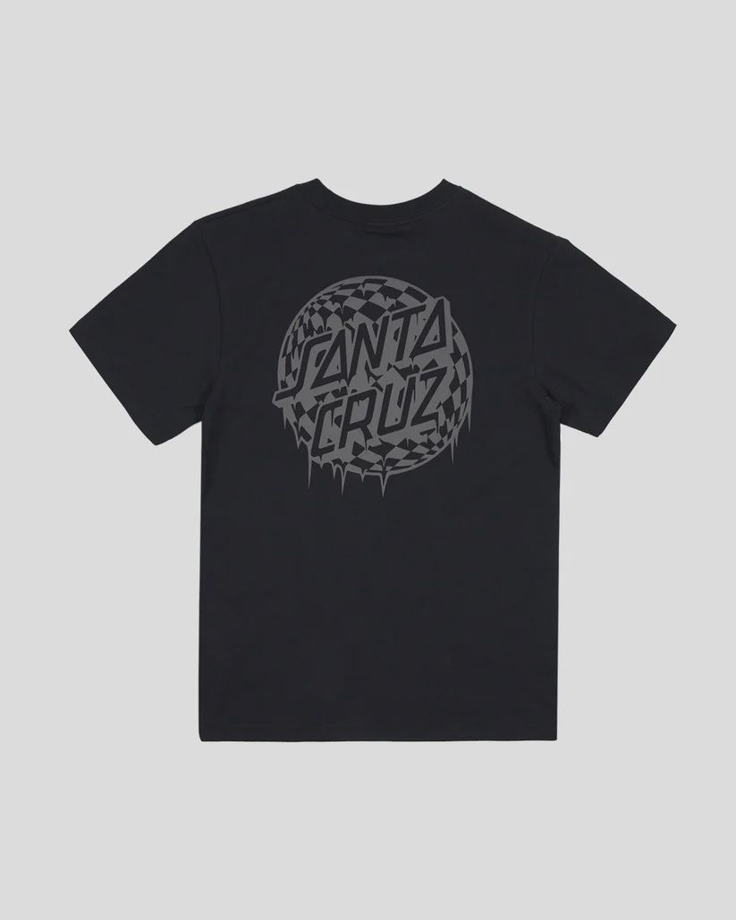 SANTA CRUZ BOYS CHECK WASTE DOT MONO REFLECT SS TEE - BLACK
