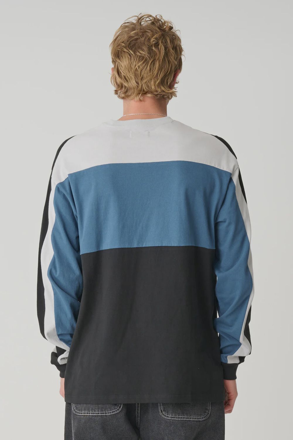 XLARGE MENS ITALIC PANEL LS TEE - FOG
