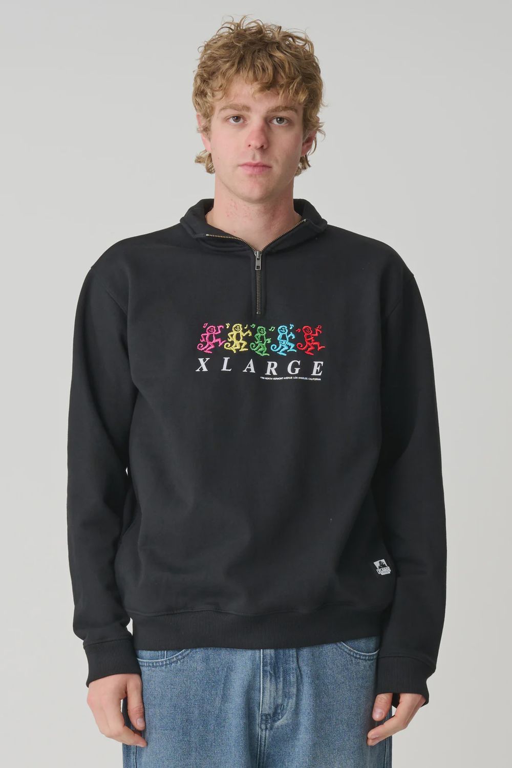 XLARGE MENS FUNKY QUARTER ZIP CREW - BLACK