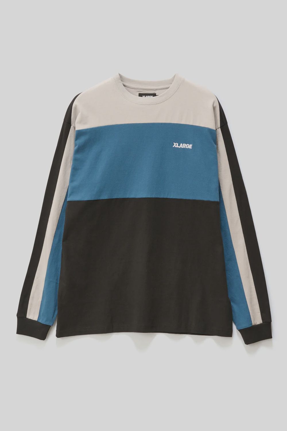 XLARGE MENS ITALIC PANEL LS TEE - FOG