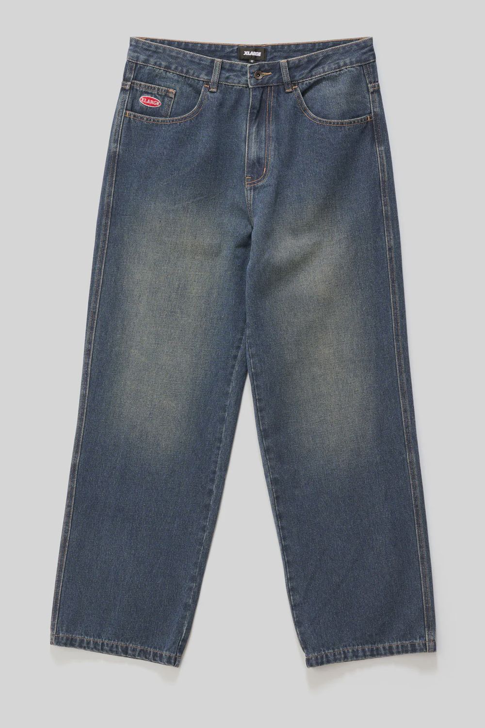 XLARGE MENS BAGGY BULL DENIM 91 PANT - WORN BLUE