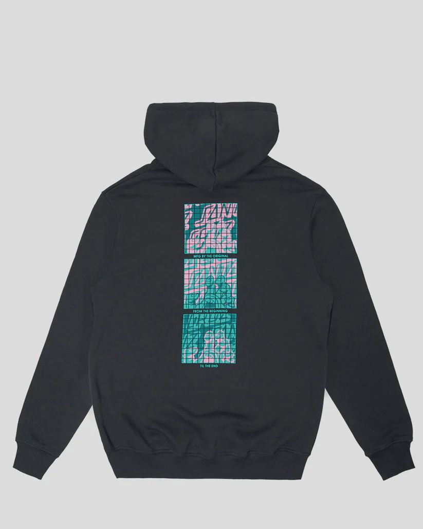 SANTA CRUZ MENS STACKED HANDLED STRIP FRONT HOODIE - OFF BLACK