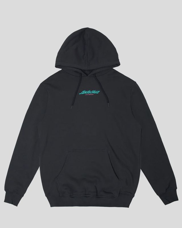 SANTA CRUZ MENS STACKED HANDLED STRIP FRONT HOODIE - OFF BLACK