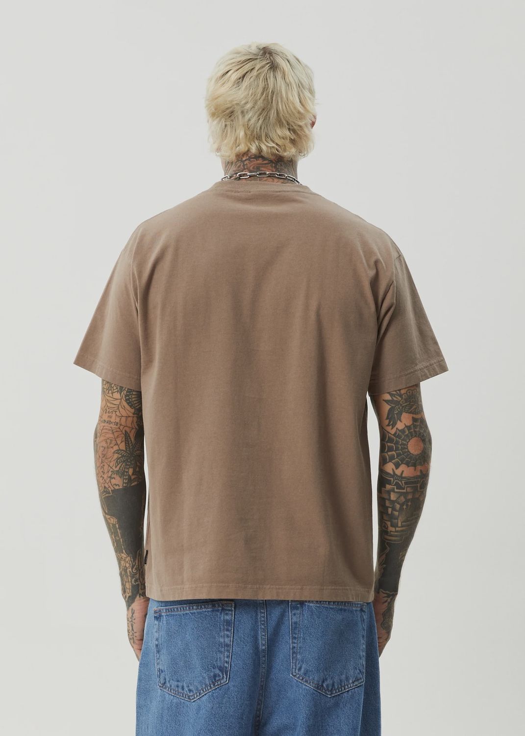 AFENDS MENS GENISIS HEAVY WEIGHT BOXY FIT TEE- FOSSIL