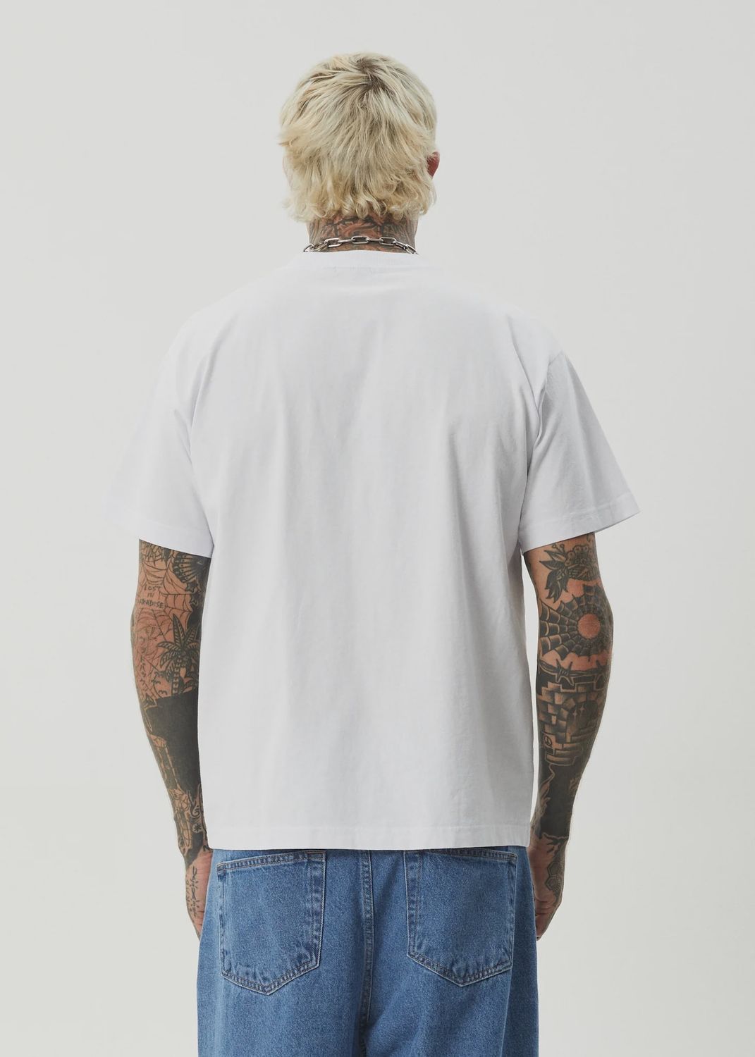 AFENDS MENS FAST FORWARD HEAVY WEIGHT BOXY FIT SS TEE - WHITE