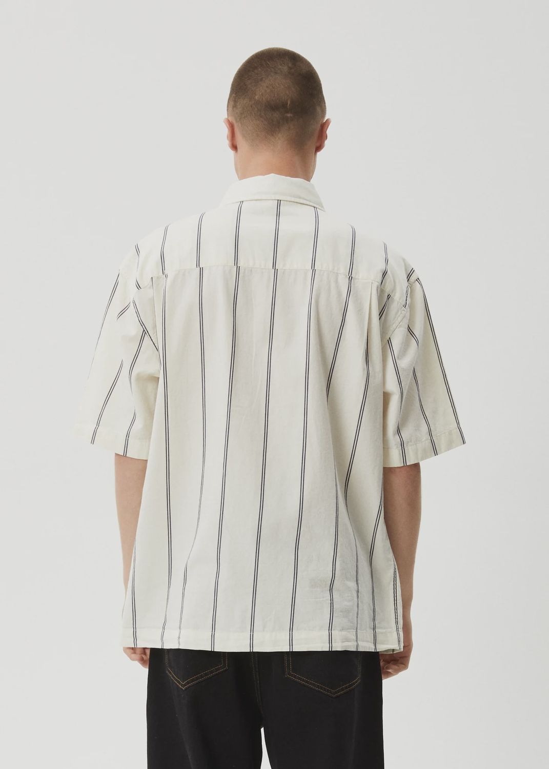 AFENDS MENS FINELINE SS SHIRT - LIMESTONE