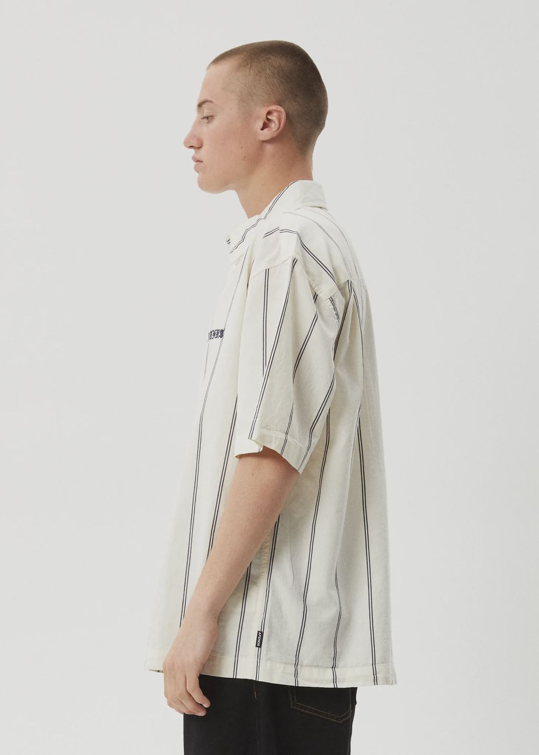 AFENDS MENS FINELINE SS SHIRT - LIMESTONE
