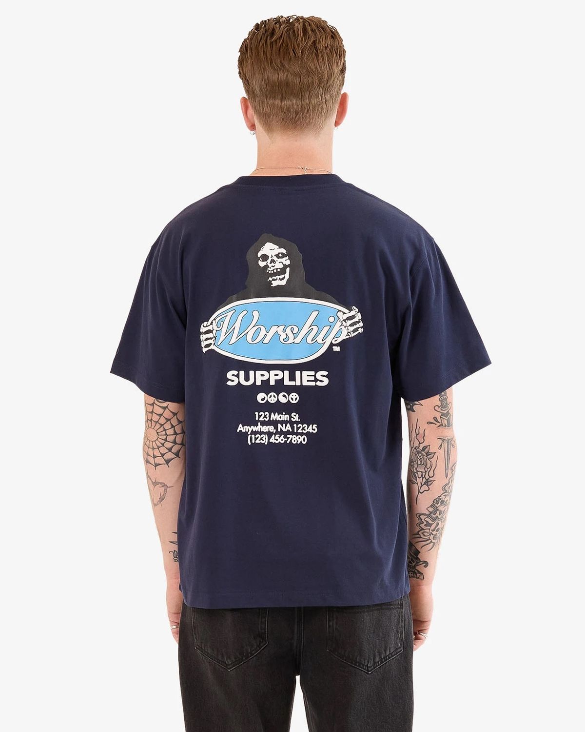 WORSHIP MENS OBSERVER SS TEE - PEACOAT