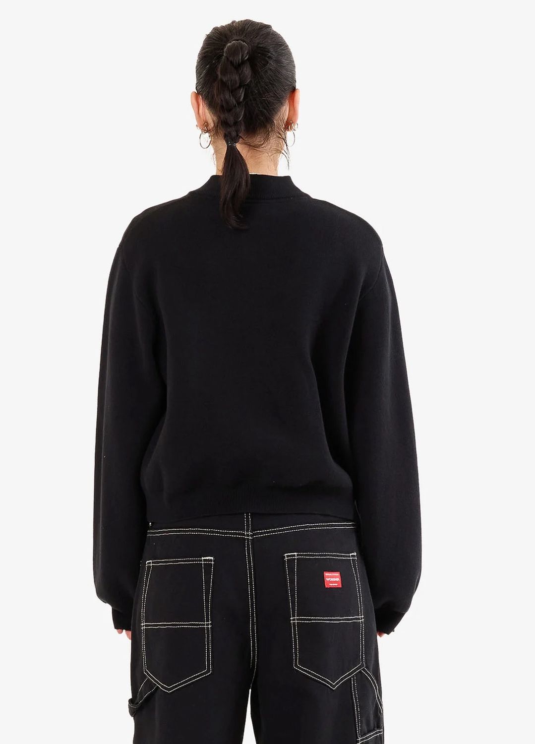 WORSHIP WOMENS BRASSY ZIP FRONT KNIT JACKET - BLACK