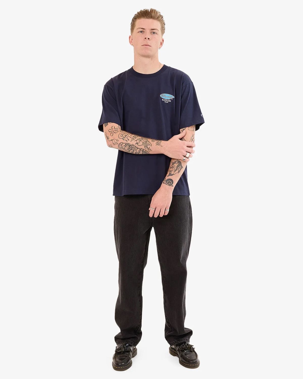 WORSHIP MENS OBSERVER SS TEE - PEACOAT