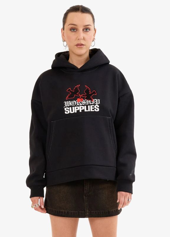 WORSHIP WOMENS LOVE BIRDS BOX FIT HOOD - BLACK