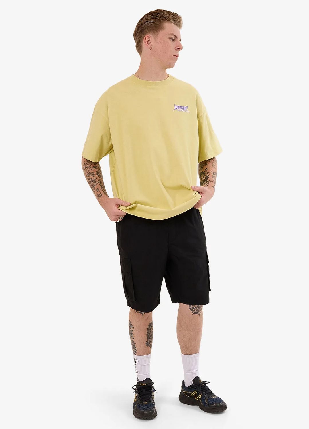 WORSHIP MENS ECHO OVERSIZE SS TEE - STICKY YELLOW