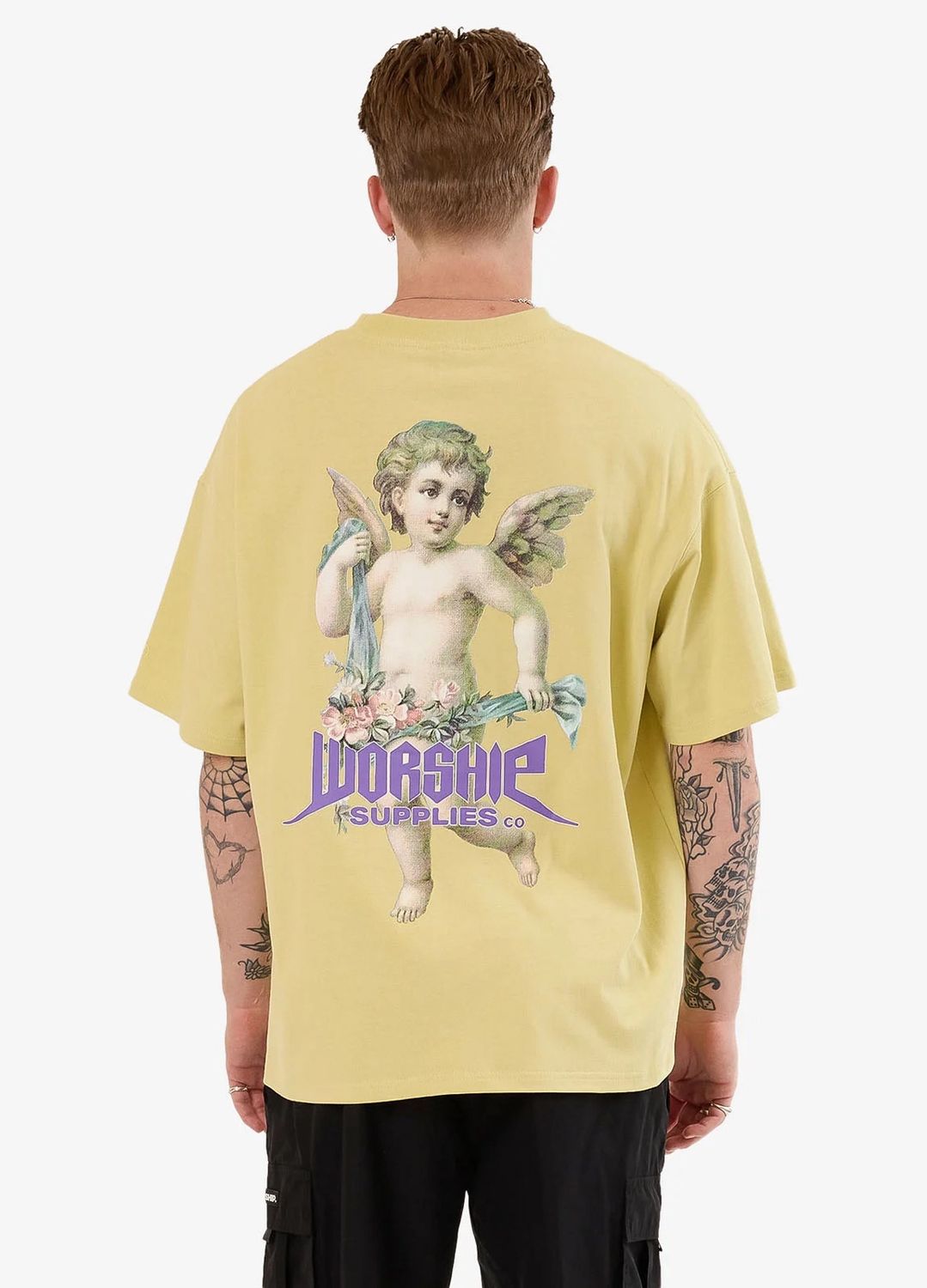 WORSHIP MENS ECHO OVERSIZE SS TEE - STICKY YELLOW