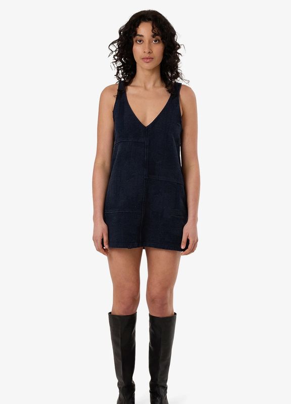 THRILLS LADIES BLENDS JACQUARD KAI DRESS - INDIGO OVERDYE