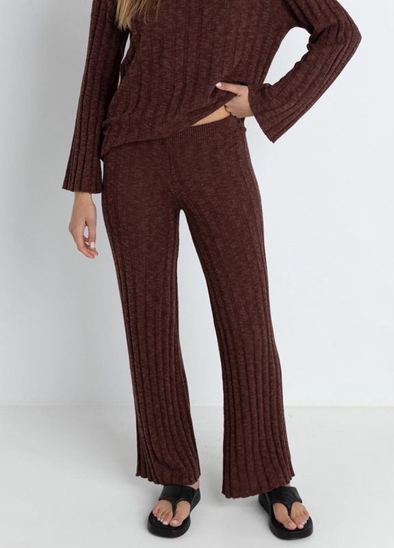 RHYTHM WOMENS KOKO WIDE LEG KNIT PANT - CHOCOLATE