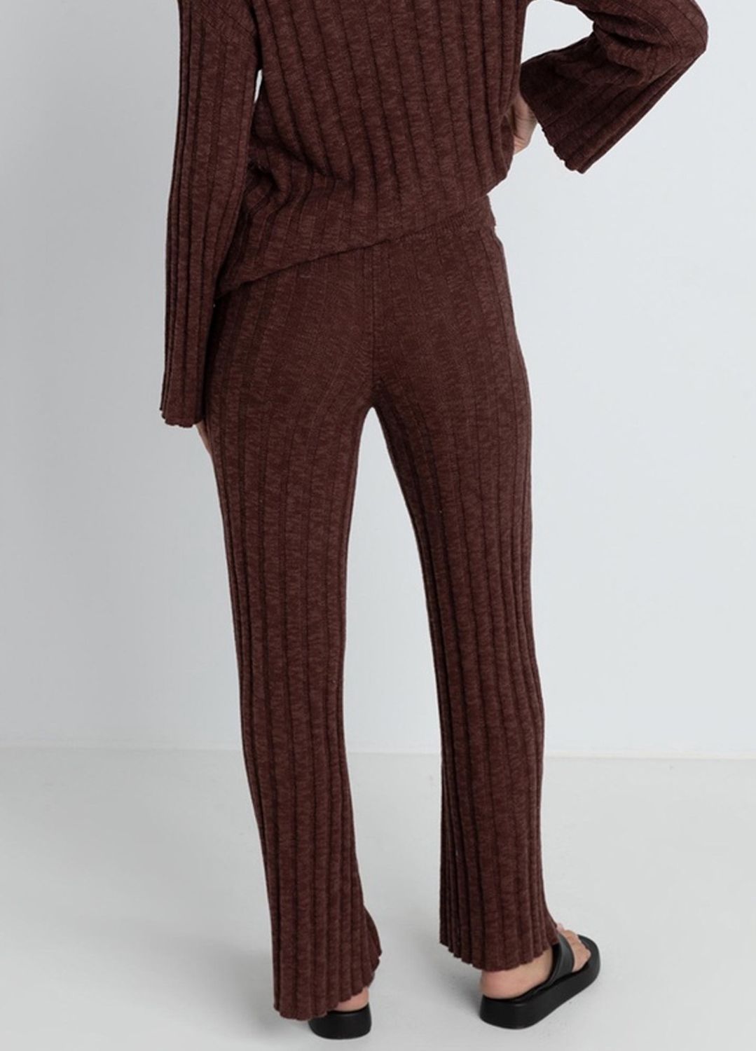 RHYTHM WOMENS KOKO WIDE LEG KNIT PANT - CHOCOLATE