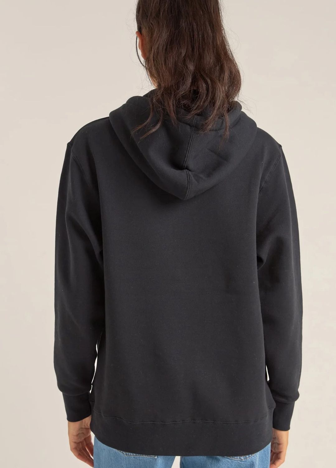 RHYTHM WOMENS LOGO BOYFRIEND FLEECE HOOD - BLACK