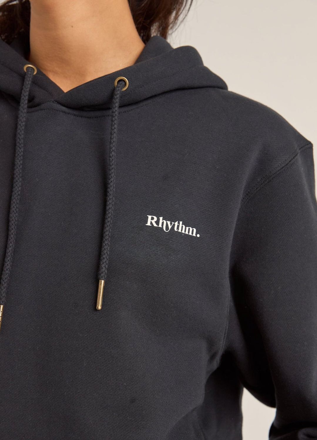 RHYTHM WOMENS LOGO BOYFRIEND FLEECE HOOD - BLACK